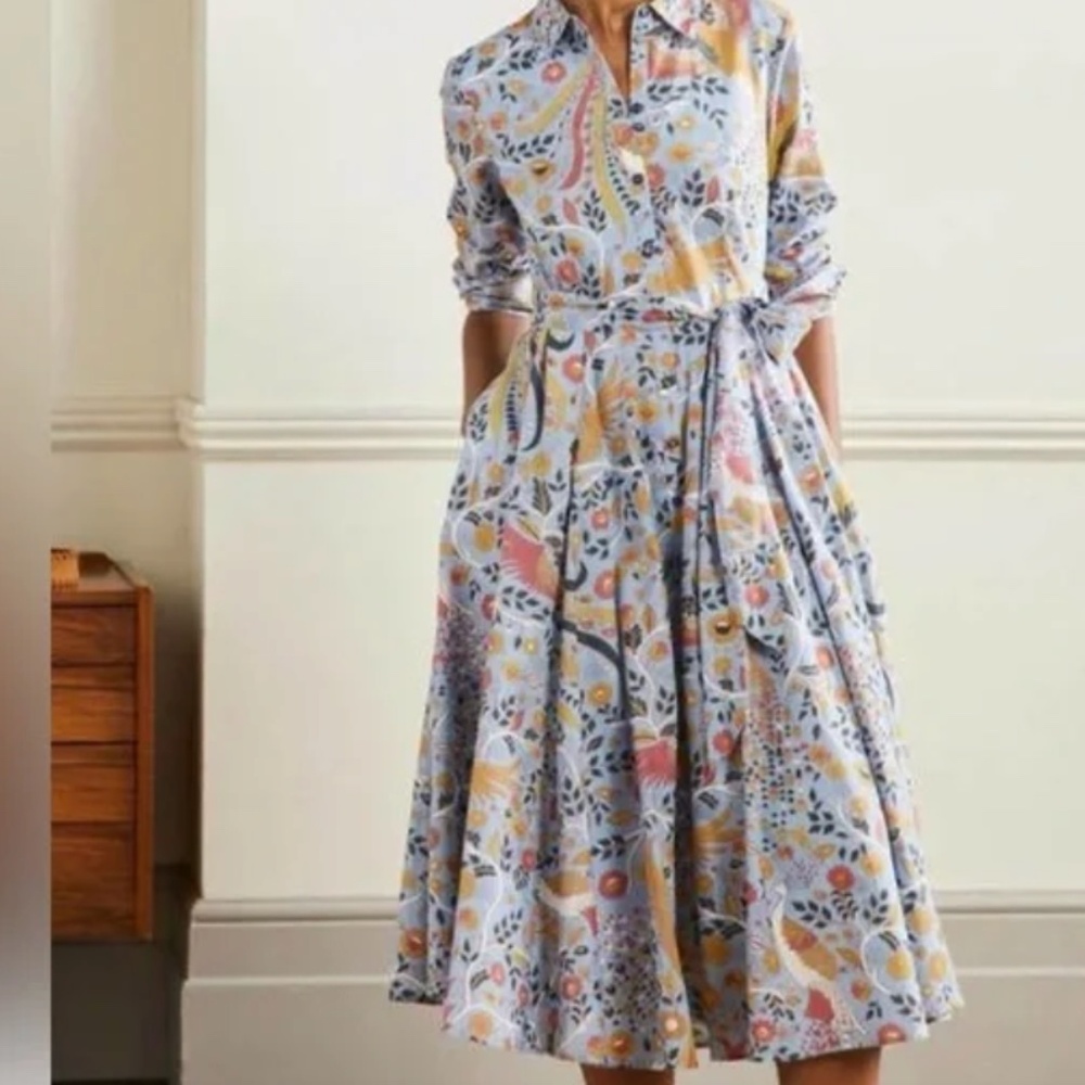 🕊️ Boden “Kitty” Cottage Garden Party Birds & Floral Shirtdress - Size 10R